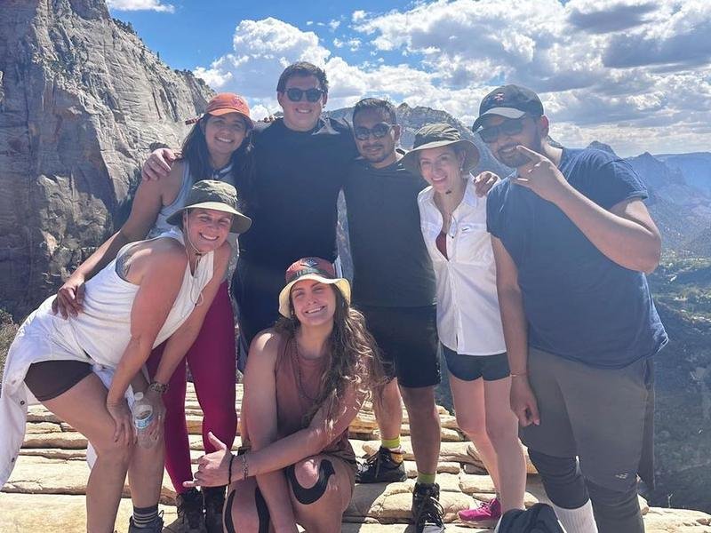 Wander and Hike members at the top of Angels Landing in Zion National Park, Utah