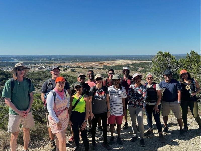 A Wander and Hike group on an overlook at the Balcones Preserve near Austin, Texas